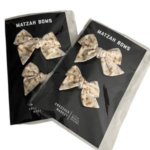 UNKOSHER MARKET Matzah Bows Fabric Hair Clips Alligator Clips New in Package
